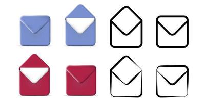 Envelope icon, 3d and hand drawn style vector