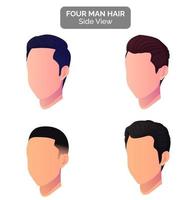 Men Profile View haircut and head Side View, Modern Male Hair Style Collection Vector