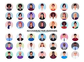 Character Avatar with Round Face profile Big Collection vector