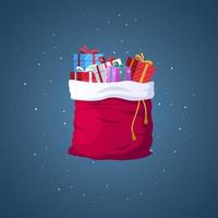 ilustración de bolsa de regalo abierta completa de santa vector