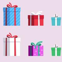 Gift Box Set For Christmas, Birthday and Celebrations Vector Illustration