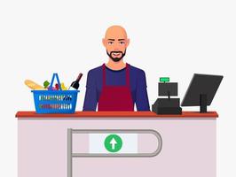 Cashier Man character Illustration vector