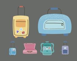 six travel bags vector