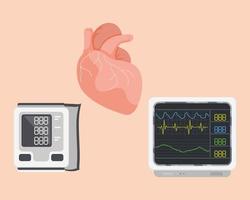 heart and monitors vector