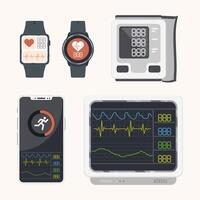 five heart monitors vector