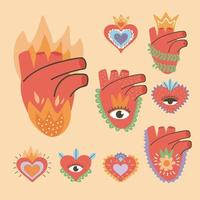 nine decorated heart vector