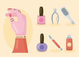 seven manicure items vector