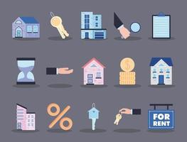 fifteen rent house items vector