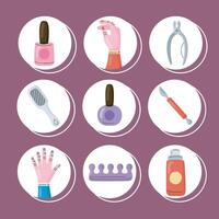 nine manicure items vector