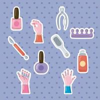 ten manicure items vector