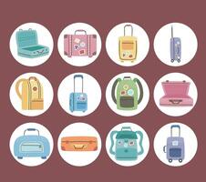 twelve travel bags vector