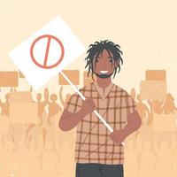 black man afro on protest vector