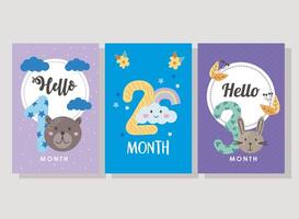 baby month cards vector