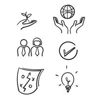 hand drawn Core Values symbol illustration. doodle Mission, integrity value icon set with vision, honesty, passion icon set. vector