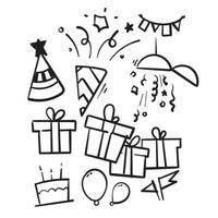 hand drawn doodle birthday element vector isolated