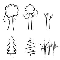 dibujado a mano doodle árbol colección vector aislado