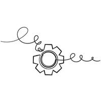 hand drawn doodle gears cogs icon with doodle drawing style vector