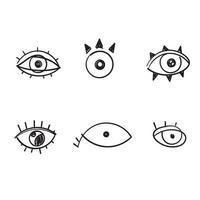 doodle Evil eyes. Set of hand drawn various talismans. Different shapes. Flat design. Free hand drawing style. drawing vector