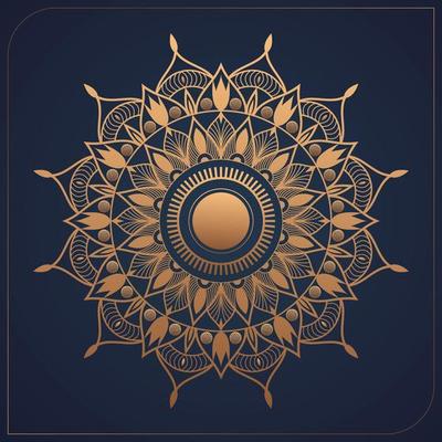 gold and blue color luxury ornamental mandala background design for print, poster, cover, brochure, flyer