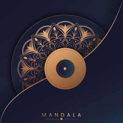 gold and blue color luxury ornamental mandala background design for print, poster, cover, brochure, flyer