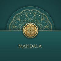 diseño de fondo de mandala ornamental de lujo de color verde y dorado vector