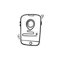 hand drawn doodle navigation map pin icon with drawing style vector