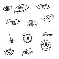 doodle Evil eyes. Set of hand drawn various talismans. Different shapes. Flat design. Free hand drawing style. drawing vector