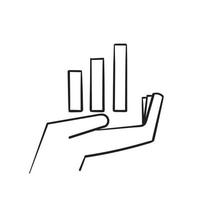 hand drawn growing graph icon on the hand illustration doodle vector