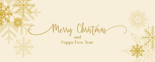 Holiday banner, gold winter landscape Christmas greeting