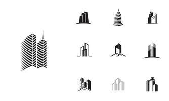 Skyscraper logo design template, set of 10 vector