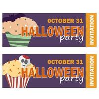 Background with Halloween cupcake - Invitation to party or greeting card vector