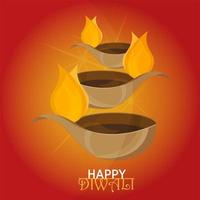 Vector illustration on the theme of the traditional celebration of happy diwali