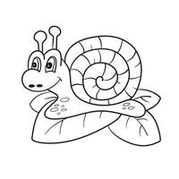 Snail isolated line art, Page for coloring book, Hand drawn vector illustration