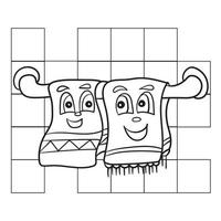 Coloring book for children, Dish towel - coloring pages vector