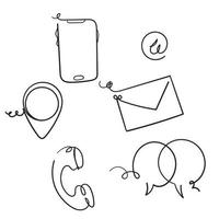 hand drawn Contact us symbols for Social Media network icon doodle vector