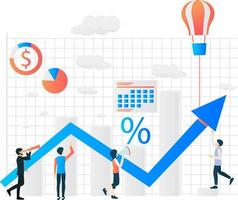 ilustración de estilo plano sobre el trabajo en equipo para el crecimiento empresarial vector