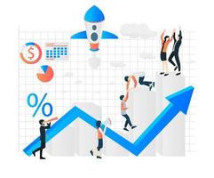 Flat style illustration about teamwork for business growth vector
