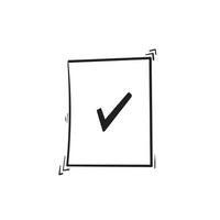 hand drawn paper document with check mark symbol vector