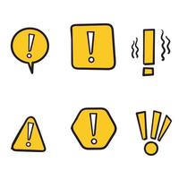 Simple Set of hand drawn Warnings Related Vector Line Icons. Contains such Icons as Alert, Exclamation Mark, Warning Sign. doodle