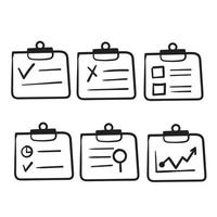 hand drawn Clipboard Line Icons Collection doodle vector
