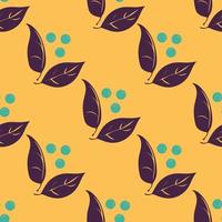 Seamless vector autumn pattern with berries and leaves. Floral background