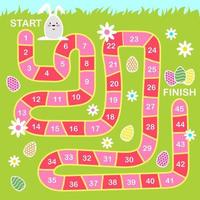 Vector cartoon style illustration of kids Easter board game with holiday symbols