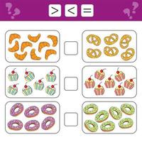 Educational mathematical game for kids. Learning counting - more, less or equal vector