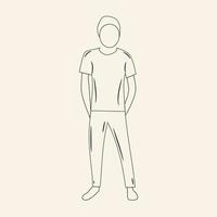 sketch of a man holding his waist for a coloring book. suitable for children to learn to draw and color vector