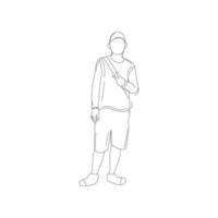 boceto de un hombre sosteniendo su cintura para un libro para colorear. Adecuado para que los niños aprendan a dibujar y colorear. vector