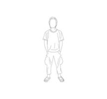 boceto de un hombre sosteniendo su cintura para un libro para colorear. Adecuado para que los niños aprendan a dibujar y colorear. vector