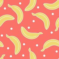 Tropical vector seamless pattern in Coral color with banana. Main trend