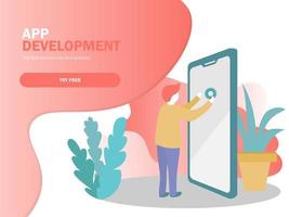 Mobile application development vector illustration. Smartphone interface
