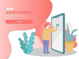 Mobile application development vector illustration. Smartphone interface