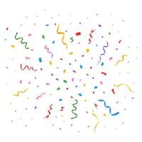 Confetti vector illustration for festival background. Simple tinsel and confetti explosion. Red, green, golden, blue confetti on white background. Event and party celebration.